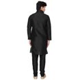 thumbnail image 3 of Ensemble Kurta-Pyjama en Soie Artistique pour Homme, Robe de Mariée, Vêtements Indiens (Noir, M), 3 of 5