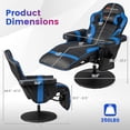 thumbnail image 3 of Goplus Massage Gaming Recliner Height Adjustable Racing Swivel Chair with Cup Holder Blue, 3 of 9