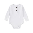 thumbnail image 1 of tarylea Toddler Baby Clothes Long Sleeve Crew Neck Button Rompers Solid Color Ribbed Outfits Casual Comfy Fall Outwear Jumpsuits for 0-24 Months, 1 of 3