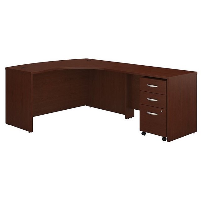 Series C RH L Shaped Desk with Drawers in Mahogany - Engineered Wood