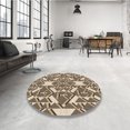 thumbnail image 4 of Ahgly Company Tapis d'Intérieur Ronds Transitionnels Lavables à la Machine, Brun Café, 6 Pieds Rond, 4 of 7