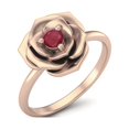 thumbnail image 2 of Bague de Fiançailles Solitaire en Argent Sterling 925 avec Verre Rubis Rond 3MM, 2 of 3