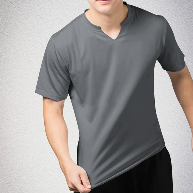 asjyhkr Gym T Shirts for Men V Neck Short Sleeve Stretchy Quick Drying Summer Basic Solid Tshirts