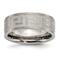 thumbnail image 1 of Titanium Greek Key 8mm Satin & Polished Band Ring 10.5 Size, 1 of 6