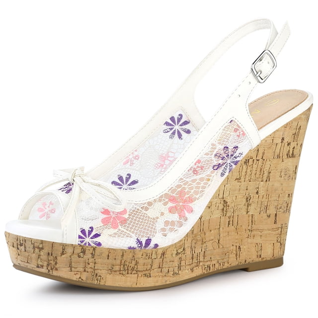 BLISSFUL STEP Women's Lace Platform Wedges Wedge Heels Sandals