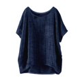 thumbnail image 1 of T-Shirts Femmes Mini T-Shirt d'Été à Manches Courtes Uni Décontracté Ample en Lin - Hontri, 1 of 4