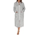 thumbnail image 1 of Peignoir Long pour Femme, Robe de Chambre Zippée, Peignoir en Molleton à Fermeture Éclair devant, Manteau de Maison en Peluche Chaud avec Fermeture Éclair, Tenue d'Intérieur avec Poches P-175 Gris m, 1 of 6