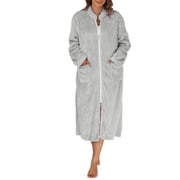 ameIAEA Zipper Robes for Women Fleece Fuzzy Housecoat Long Nightgowns Bathrobe with Pockets