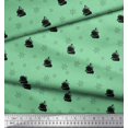 thumbnail image 1 of Soimoi Tissu Crêpe de Rayonne Vert Imprimé Nautique Navire & Roue au Mètre 46 Pouces de Large, 1 of 3