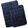 thumbnail image 1 of Clara Clark Bathroom Rugs, Velvet Memory Foam Bath Mat, Ultra Soft Non Slip and Absorbent - Tiled - Set of 2 - Navy, 1 of 6