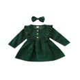 thumbnail image 1 of MesaSe Robe en Velours Côtelé à Volants Manches Longues Bandeau Robes Enfants Rouge Vin 6-12 Mois, 1 of 9