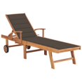 thumbnail image 1 of vidaXL Sun Lounger with Taupe Cushion Solid Teak Wood, 1 of 5