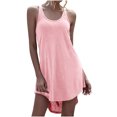 thumbnail image 1 of Mrat Débardeurs de Gym Femme Robe d'Été Décontractée Boho de Plage Col Rond Sans Manches Ample Robes Débardeurs Mignonne Mini-Robe Asymétrique S-402 Rose-A TTG, 1 of 8