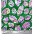 thumbnail image 1 of Soimoi Green Moss Georgette Fabric Crystal Stone Geometric Print Fabric by the Yard 42 Inch Wide, 1 of 3