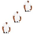 thumbnail image 3 of pitrice Chemise Homme à Simple Boutonnage Été Boutonnée Col Rabattu Chemises Polyester Mode Vêtements Cadeau d'Anniversaire Blanc TG 3Set, 3 of 6