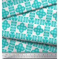 thumbnail image 2 of Soimoi Green Poly Georgette Fabric Triangle Art Geometric Decor Fabric Printed Yard 52 Inch Wide, 2 of 3