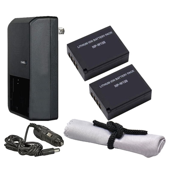 Fujifilm X-T2 'Intelligent' Batteries (2 Units) + AC/DC Travel Charger + Nw Direct Microfiber Cleaning Cloth.