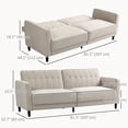 thumbnail image 3 of HOMCOM Modern Convertible Sofa Bed, Folding Futon Bed Couch, Beige, 3 of 10