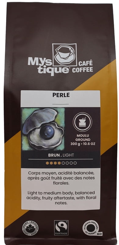 Mystique Coffee, PERLE, Light, coffee 100% arabica, Specialty Grade Coffee, Fairtrade & Organic, Filter Ground, 300g