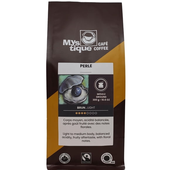 Mystique Coffee, PERLE, Light, coffee 100% arabica, Specialty Grade Coffee, Fairtrade & Organic, Filter Ground, 300g