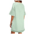thumbnail image 4 of Cameland Robe d'Été pour Femmes, Couleur Unie, Col en V, Chiffon à Pois, Manches Courtes, Col en V, 4 of 6