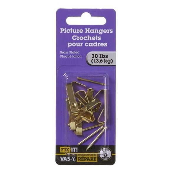 Brass Plated Picture Hanger 8 Pieces