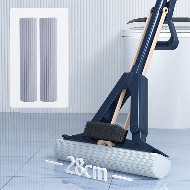 Neoyler Vadrouille-Éponge à Haute Absorption avec Brosse Intégrée pour un Nettoyage Efficace des Planchers Durs, Séchage Rapide, Lavage à la Main Facile et Convient aux Surfaces en Carreaux, Bois et Stratifiés