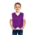 thumbnail image 1 of Rhuody Hauts pour Garçons Col à Revers Sans Manches Enfants Paillettes Jazz Hop Danse de Rue Gilet Veste Scène Performance Fête Gilet Blouse Tenue Classique Violet 13-14 Ans, 1 of 5