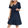 thumbnail image 1 of Yuyuzo Tenue de Robe Formelle pour Femmes Élégante à Manches Courtes Robe de Plage Robe Cocktail à Volants Soirée Bal Robe Courte, 1 of 7