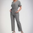 thumbnail image 2 of Grrvtrz Womens Scrubs Set Casual Workwear Drawstring Threaded Pant Legs 2PC, V Neck Stretch Scrub Top & Straight Leg Pants, 2 of 6