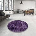 thumbnail image 3 of Ahgly Company Indoor Round Abstract Orchid Purple Persian Area Rugs, 5' Round, 3 of 6