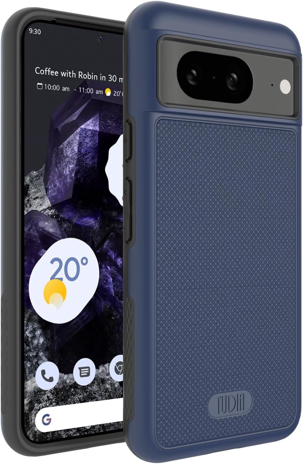 TUDIA MergeGrip Google Pixel 8 Étui Testé aux Essais Double Couche Robuste et Résistant - Bleu Indigo