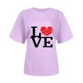 thumbnail image 1 of CEHVOM T-shirt à Manches Courtes pour Femmes Imprimé Saint-Valentin Col Rond, 1 of 4