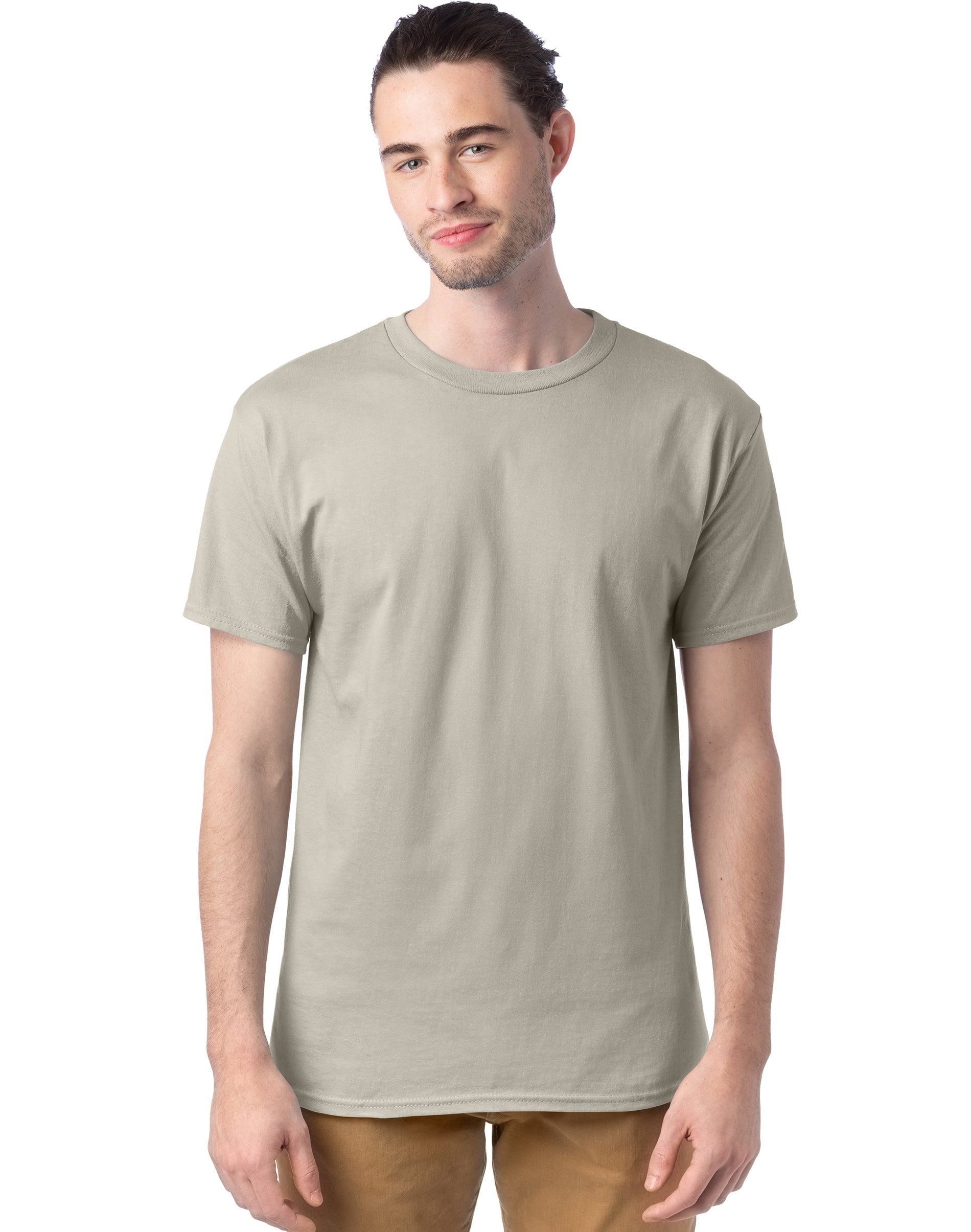 Hanes Mens ComfortSoft Everyday Crewneck T-Shirts 4-Pack, 3XL, Sand