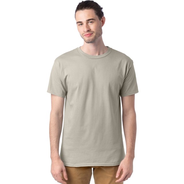 Hanes T-Shirts à Col Ras du Cou ComfortSoft pour Hommes, Lot de 4, L, Sable