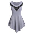 thumbnail image 1 of Plus Size Women Solid Floral Lace O-Neck Asymmetric Sleeveless Tops Blouse, 1 of 4