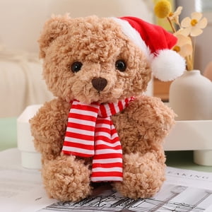 Lisbinx 9-Inch Poupée en peluche en peluche de noël avec chapeau de Santa & Déguisement : Jouet d'animal doux farci pour enfants & Décor de la maison