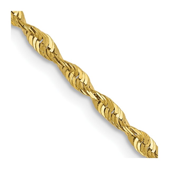 Diamond2Deal 10K Yellow Gold 1.8mm Diamond-Cut Lightweight Rope Chain Necklace for Women 30"