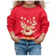 thumbnail image 1 of PMVFHDE Liquidation Chandails en Molleton Mignons pour Filles Automne et Hiver Imprimé de Noël Col Rond Manches Longues Décontracté Sans Capuche Pull Chandails en Molleton pour Filles, Rouge, 3-4 Ans, 1 of 4