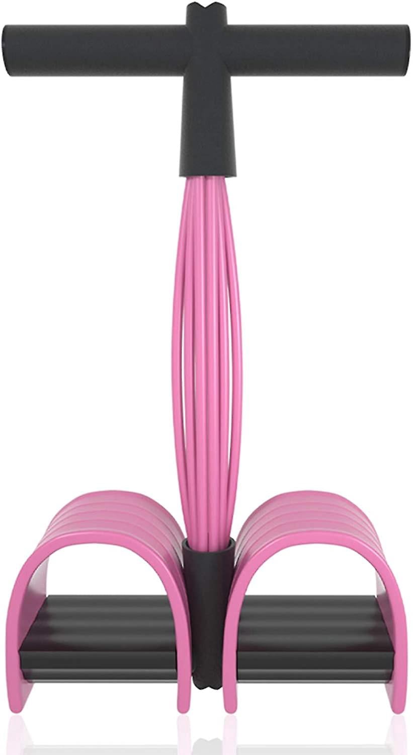 Multifunction Bands Upgrade 6 Tubes Elastic Fitness With Pedals Handles Latex Stretch Ropes Resistance Equipment(pink)
