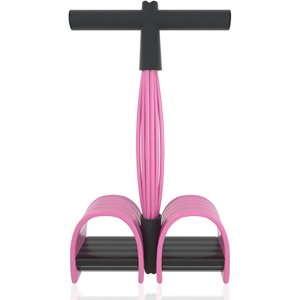Multifunction Bands Upgrade 6 Tubes Elastic Fitness With Pedals Handles Latex Stretch Ropes Resistance Equipment(pink)