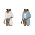 thumbnail image 1 of (2-Pack) Kcodviy Women Casual Cardigan Three V Neck Cardigan for Women Quarter Sleeve Open Front Fall Cardigans Lightweight Dots Cardigan Draped Leopard Print Cardigan Ruffles Cardigan, 1 of 7