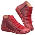 thumbnail image 4 of Kcodviy Bottes pour Femmes en Cuir à Bout Rond Décontractées à Lacets Bottes Hautes pour Femmes Bottes Latérales pour Femmes Largeur Grand Bout Plat Bottes à Fermeture Éclair Bottes pour Femmes Talon Bas Bottes Rétro pour Femmes, 4 of 4