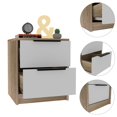 thumbnail image 2 of Trent Home Modern 2 Drawer Night Stand White and Light Oak, 2 of 2