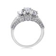 thumbnail image 2 of 1 3/4ct Round Three Stone Pave Diamond Engagement Ring 14k White Gold, 2 of 3