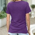 thumbnail image 4 of RKSTN Hauts pour Femmes Tendance Été Couleur Unie Col Rond Manches Courtes Chemises Décontractées Coupe Ample Basique Tunique Polyvalente Blouse Hauts, 4 of 5