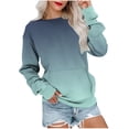 thumbnail image 1 of Lmnyox Chandails à Col Rond pour Femmes, Mode Décontractée, Imprimé, Manches Longues, Chandails à Enfiler avec Poche, Chemises Basiques Amples, 1 of 6