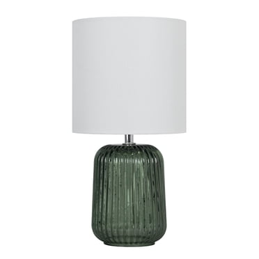 Mainstays 12.8 inch Green Ribbed Glass Accent Lamp