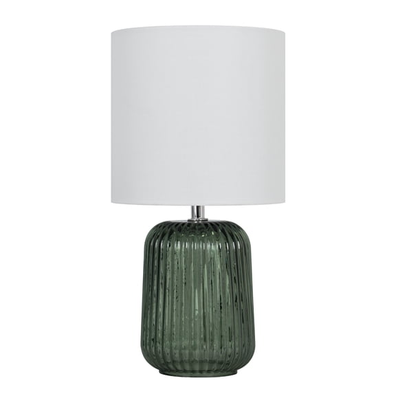 Mainstays 12.8 inch Green Ribbed Glass Accent Lamp