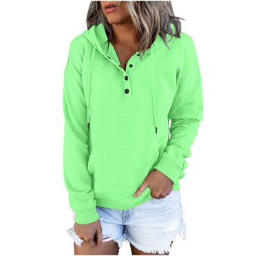 Timegard Women's Hoodies Casual Long Sleeve Solid Color Sweatshirt Fall Winter Loose Pullover with Pocket